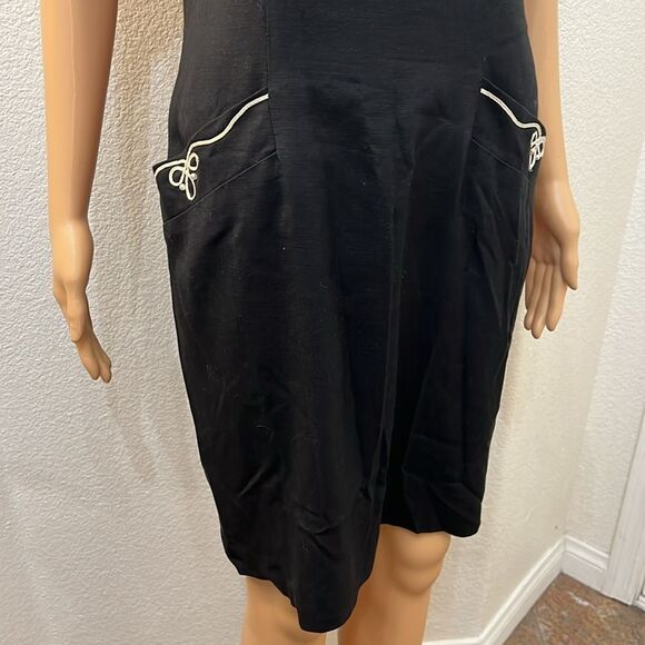 Santa Fe Dress by Jim Tremblay Size 10 Scoop Neck Short Sleeve Pearls Trim Midi - Picture 5 of 10